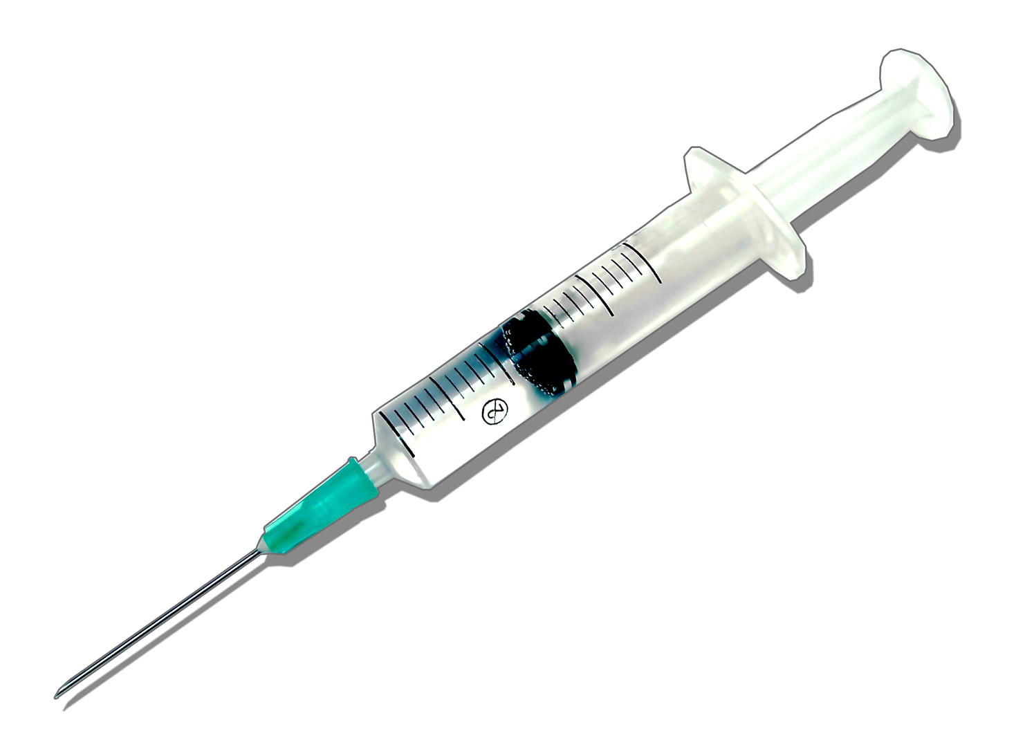 Blue intravenous fluid bag
